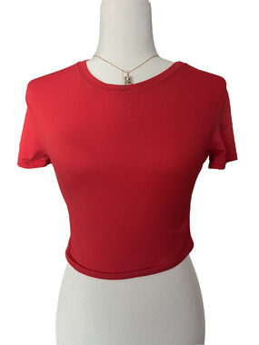 Women's Shelor Fashion SIze Medium New with Tags Made in USA Cropped Red T Shirt